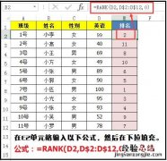 excel中rank函数的详细使用方法 rank函数怎么用排名