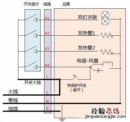 浴霸安装接线示意图图解 安装浴霸怎么接线