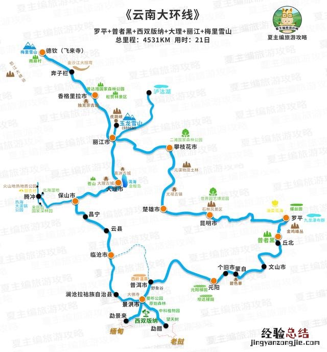 自驾游云南西双版纳最佳路线图 云南旅游攻略自由行