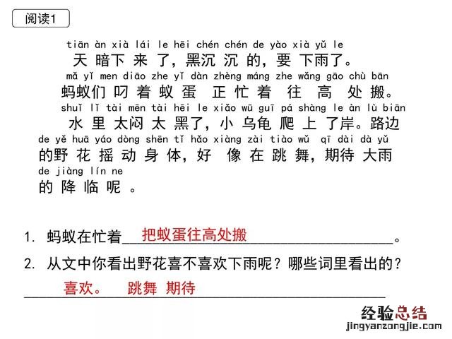 一年级下册语文要下雨了主要内容 一年级14课要下雨了笔记