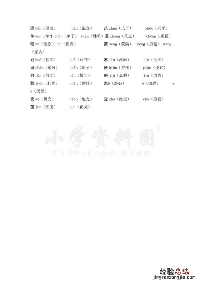 二年级语文多音字总结可打印 二年级语文上册多音字汇总图片