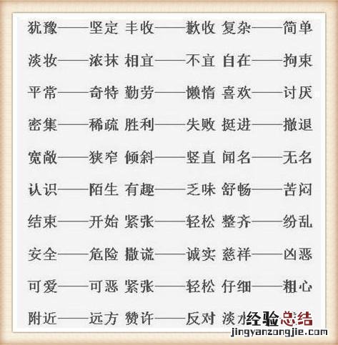 1-6年级近反义词练习题 近义词和反义词汇聚