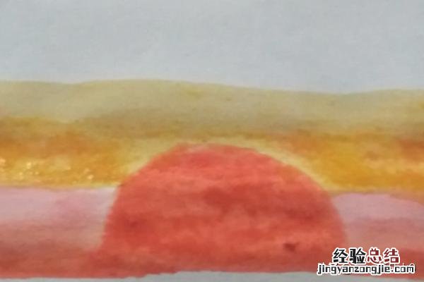 夕阳用水粉怎么画