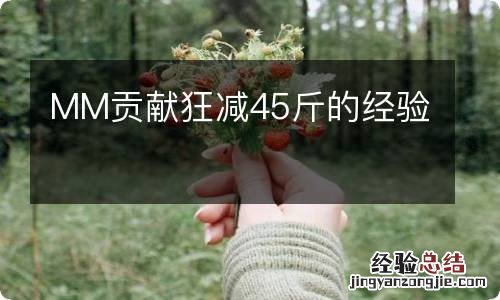 MM贡献狂减45斤的经验