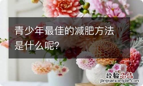 青少年最佳的减肥方法是什么呢？