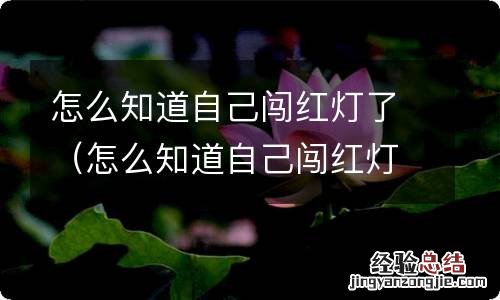 怎么知道自己闯红灯了吗 怎么知道自己闯红灯了