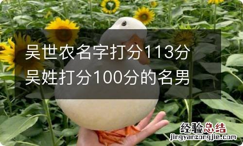 吴世农名字打分113分 吴姓打分100分的名男