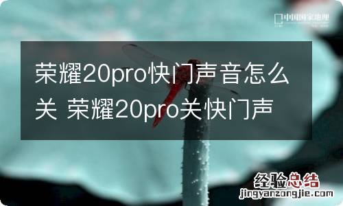 荣耀20pro快门声音怎么关 荣耀20pro关快门声音的方法