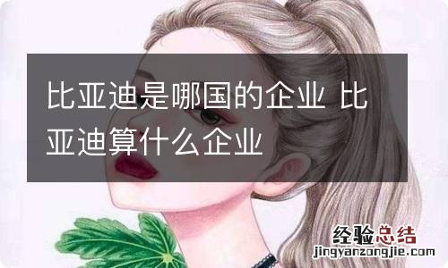 比亚迪是哪国的企业 比亚迪算什么企业