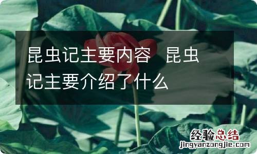 昆虫记主要内容昆虫记主要介绍了什么