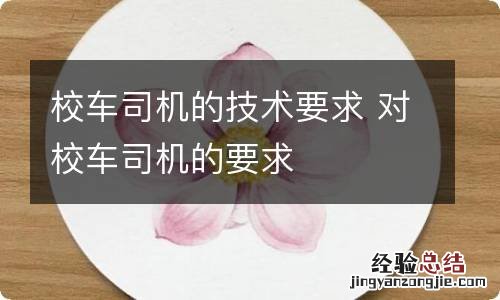 校车司机的技术要求 对校车司机的要求