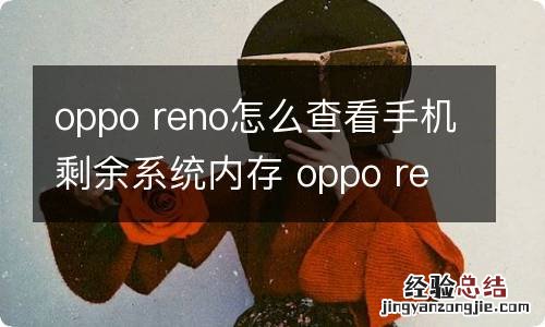 oppo reno怎么查看手机剩余系统内存 oppo reno查看手机剩余系统内存的方法