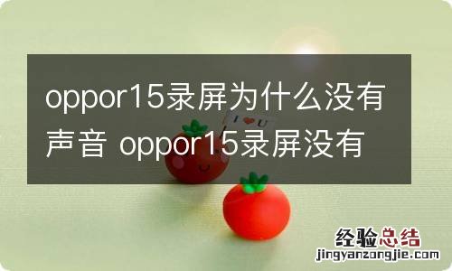 oppor15录屏为什么没有声音 oppor15录屏没有声音怎么回事