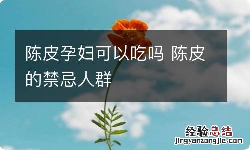 陈皮孕妇可以吃吗 陈皮的禁忌人群