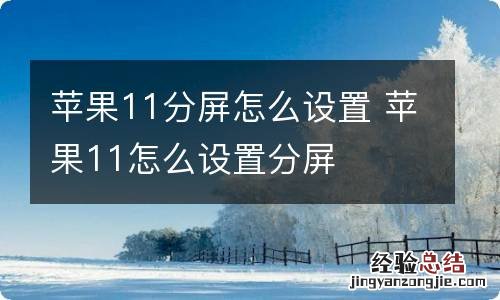 苹果11分屏怎么设置 苹果11怎么设置分屏