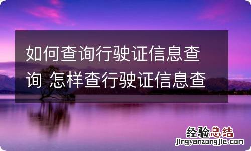 如何查询行驶证信息查询 怎样查行驶证信息查询