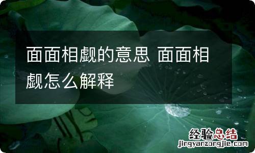 面面相觑的意思 面面相觑怎么解释