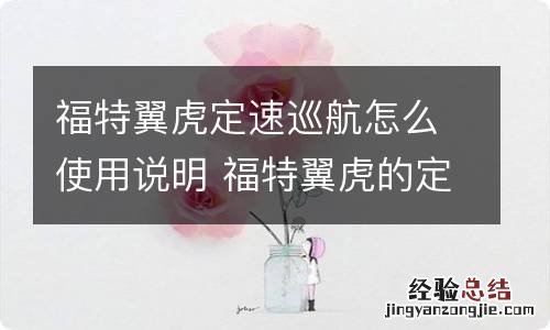 福特翼虎定速巡航怎么使用说明 福特翼虎的定速巡航怎么用