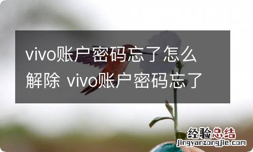 vivo账户密码忘了怎么解除 vivo账户密码忘了如何解除