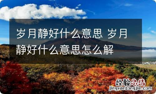 岁月静好什么意思 岁月静好什么意思怎么解