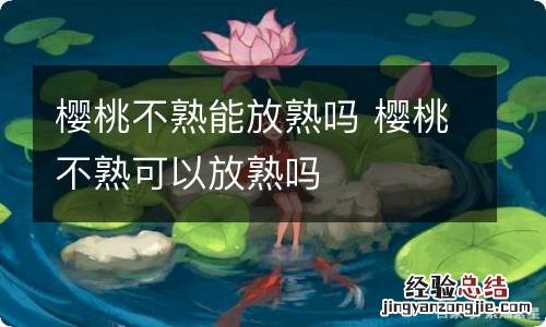 樱桃不熟能放熟吗 樱桃不熟可以放熟吗