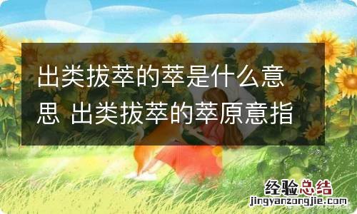 出类拔萃的萃是什么意思 出类拔萃的萃原意指