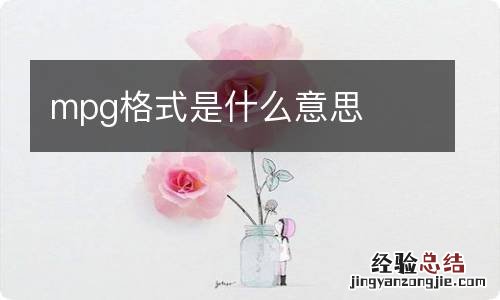 mpg格式是什么意思