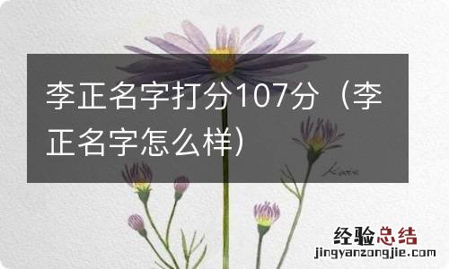 李正名字怎么样 李正名字打分107分