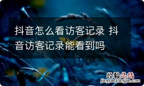 抖音怎么看访客记录 抖音访客记录能看到吗
