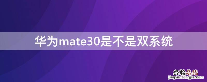华为mate30是不是双系统 华为mate30Epro是双系统吗