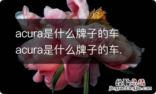 acura是什么牌子的车 acura是什么牌子的车.叫什么名字