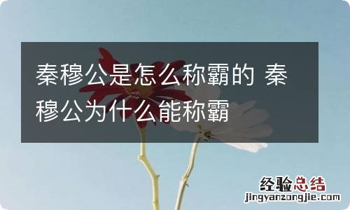 秦穆公是怎么称霸的 秦穆公为什么能称霸