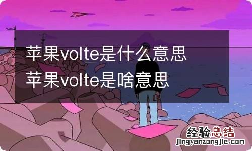 苹果volte是什么意思 苹果volte是啥意思