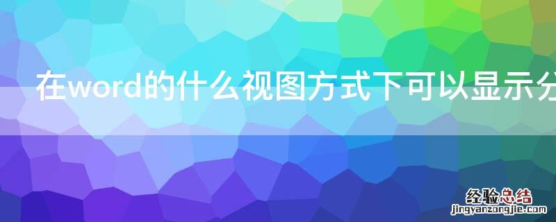 在word的什么视图方式下可以显示分页效果