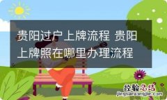 贵阳过户上牌流程 贵阳上牌照在哪里办理流程