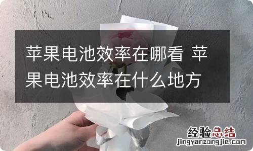 苹果电池效率在哪看 苹果电池效率在什么地方看