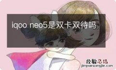 iqoo neo5是双卡双待吗