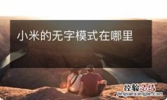 小米的无字模式在哪里