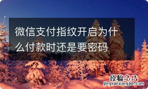 微信支付指纹开启为什么付款时还是要密码