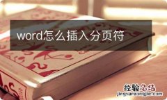 word怎么插入分页符