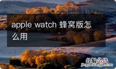 apple watch 蜂窝版怎么用