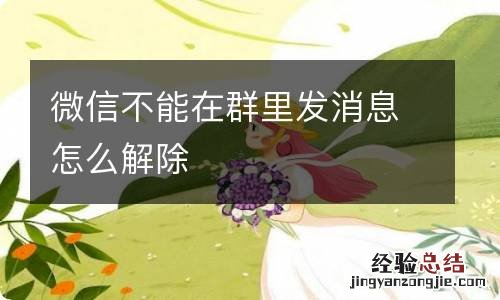 微信不能在群里发消息怎么解除