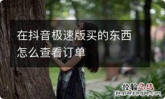 在抖音极速版买的东西怎么查看订单