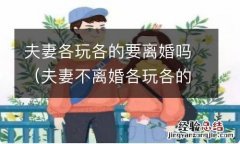 夫妻不离婚各玩各的 夫妻各玩各的要离婚吗