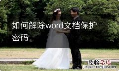 如何解除word文档保护密码