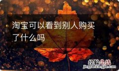 淘宝可以看到别人购买了什么吗