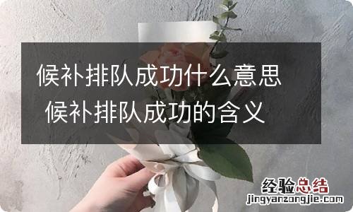 候补排队成功什么意思 候补排队成功的含义