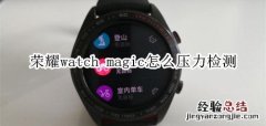 荣耀watch magic怎么压力检测