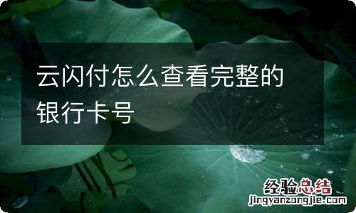云闪付怎么查看完整的银行卡号