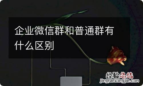 企业微信群和普通群有什么区别